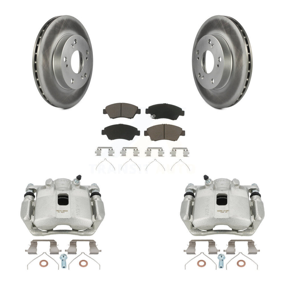 Front Disc Brake Caliper Coated Rotors And Ceramic Pads Kit For 2011-2015 Honda CR-Z KCG-100690C