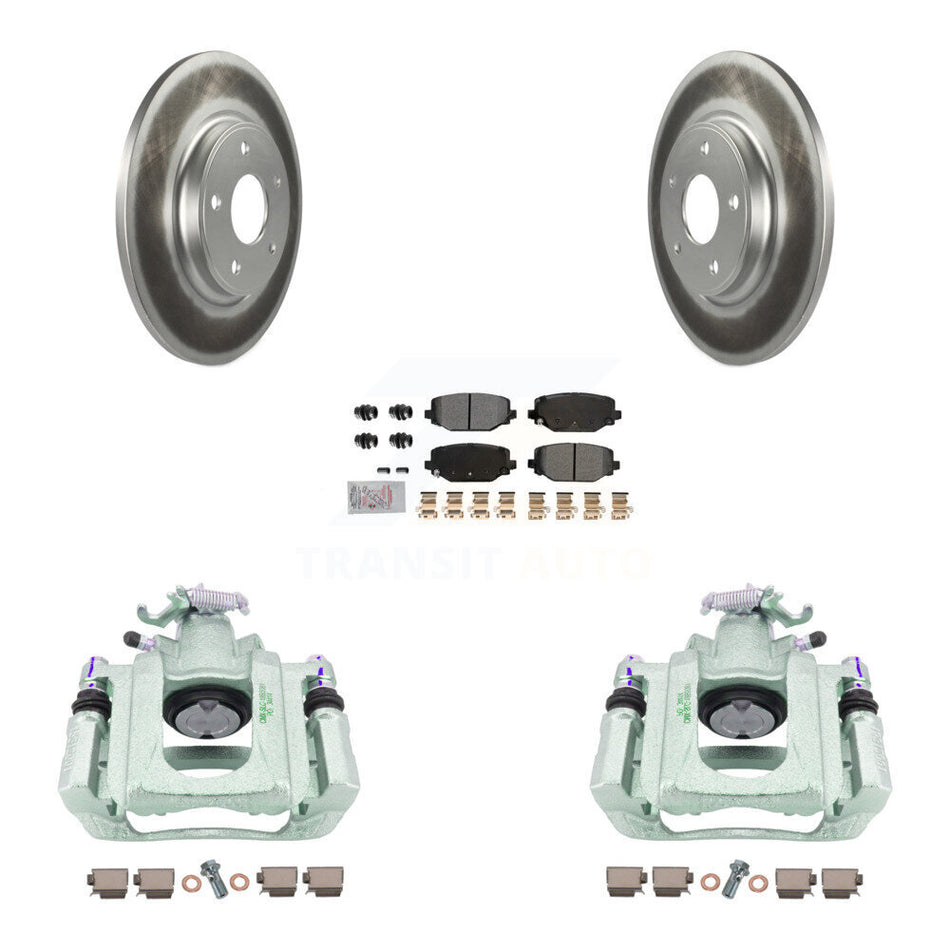 Rear Disc Brake Caliper Coated Rotors And Semi-Metallic Pads Kit For Ram C/V KCG-100690N