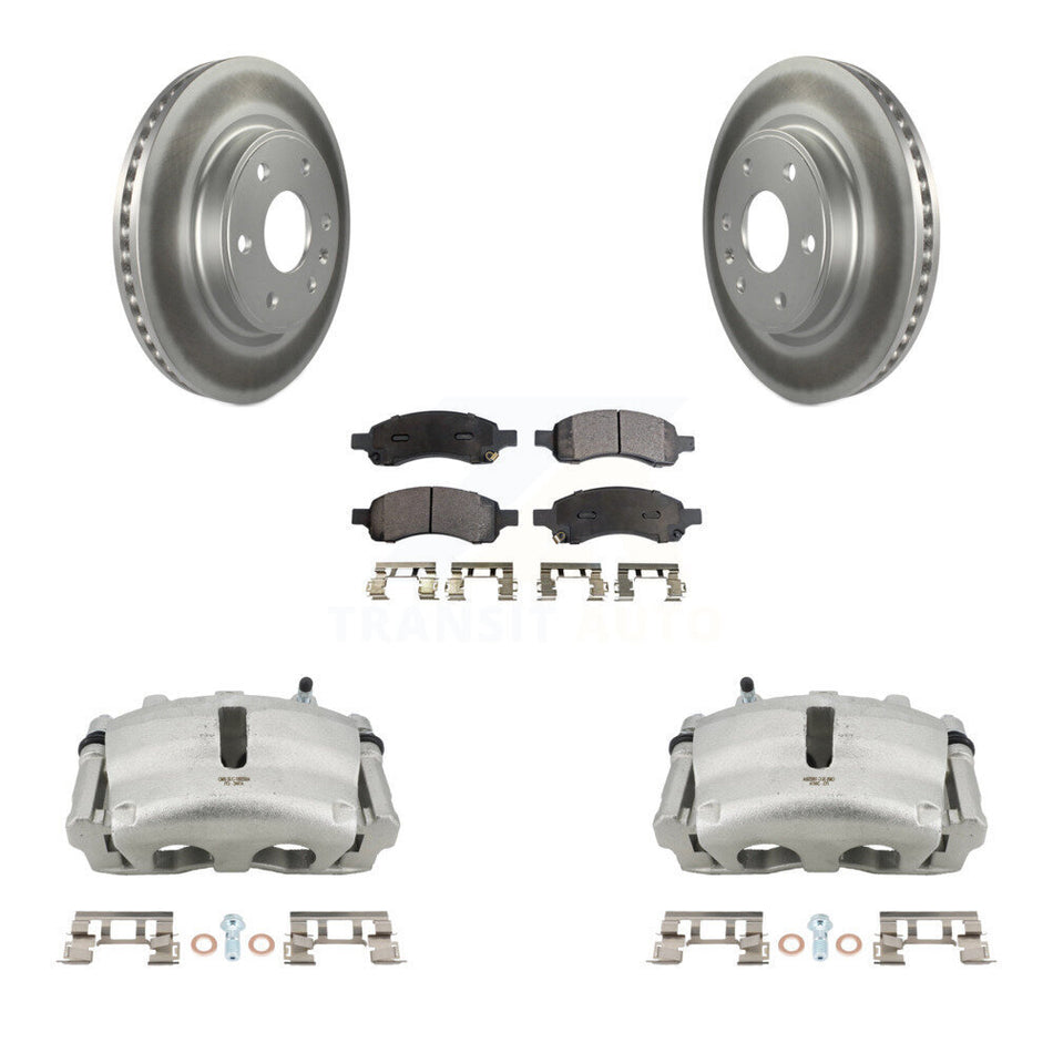 Front Brake Caliper Coat Rotor Semi-Metallic Pad Kit For GMC Acadia Buick Enclave Saturn KCG-100690P