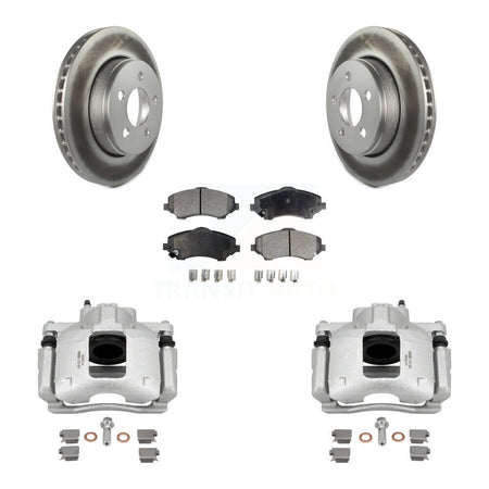 Front Disc Brake Caliper Coated Rotors And Ceramic Pads Kit For Dodge Nitro KCG-100691T