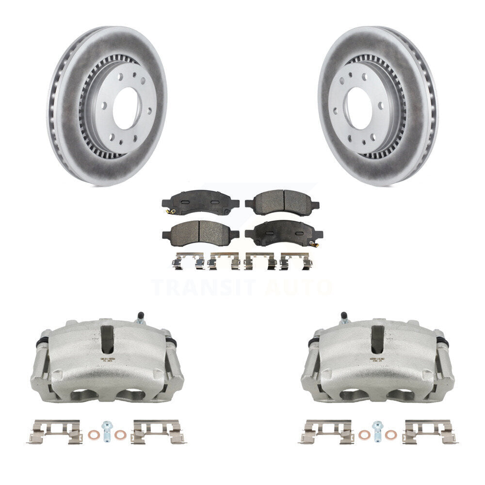 Front Brake Caliper Coat Rotor Semi-Metallic Pad Kit For Chevrolet Trailblazer GMC Envoy KCG-100692P