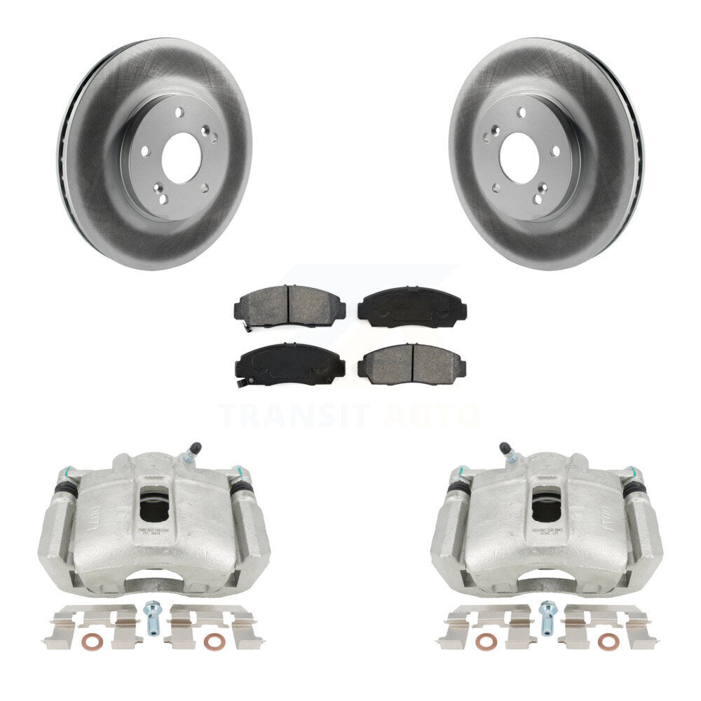 Front Disc Brake Caliper Coat Rotor And Semi-Metallic Pad Kit For Honda Accord Acura TSX KCG-100692S