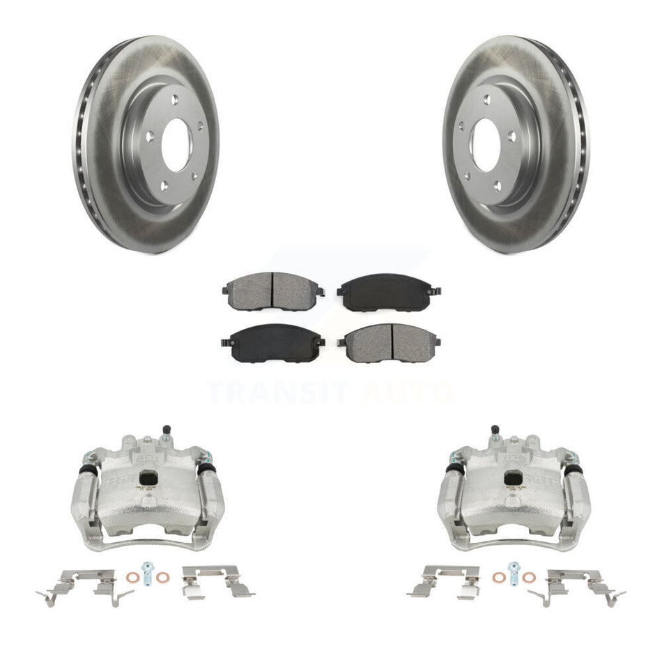 Front Disc Brake Caliper Coated Rotors And Semi-Metallic Pads Kit For Nissan Sentra KCG-100693S