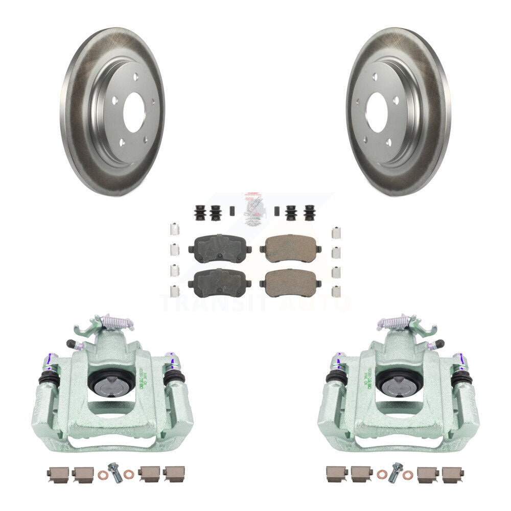 Rear Disc Brake Caliper Coated Rotors And Ceramic Pads Kit For Chrysler Town & Country Dodge Grand Caravan Volkswagen Routan Ram C/V KCG-100694N by Transit Auto