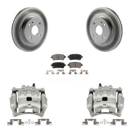 Front Disc Brake Caliper Coated Rotors And Semi-Metallic Pads Kit For 2011-2014 Mazda 2 KCG-100695P