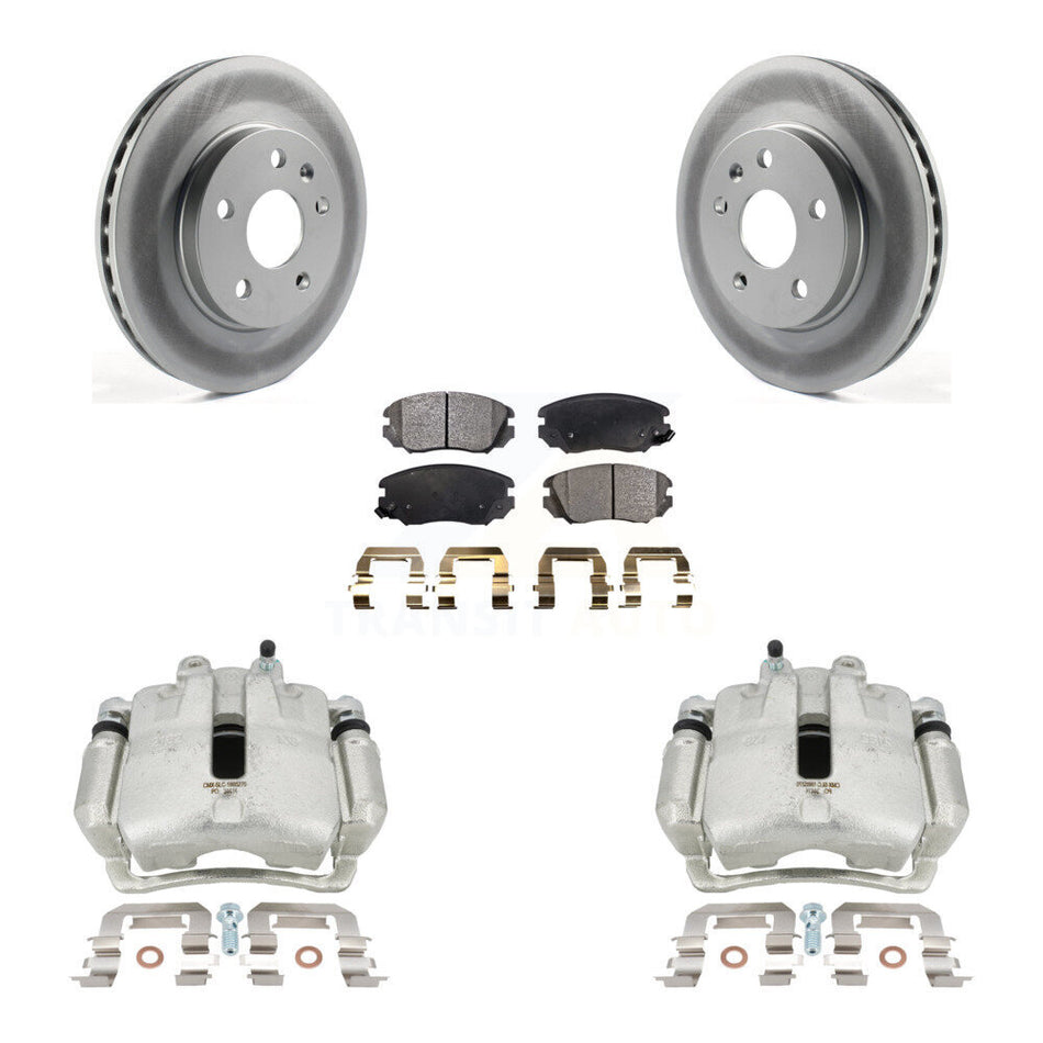 Front Brake Caliper Coat Rotor Ceramic Pad Kit For 11 Buick Regal With Solid Rear Rotors KCG-100695T