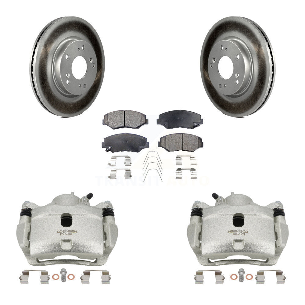 Front Disc Brake Caliper Coated Rotors And Ceramic Pads Kit For 2013 Acura ILX 2.0L KCG-100696T