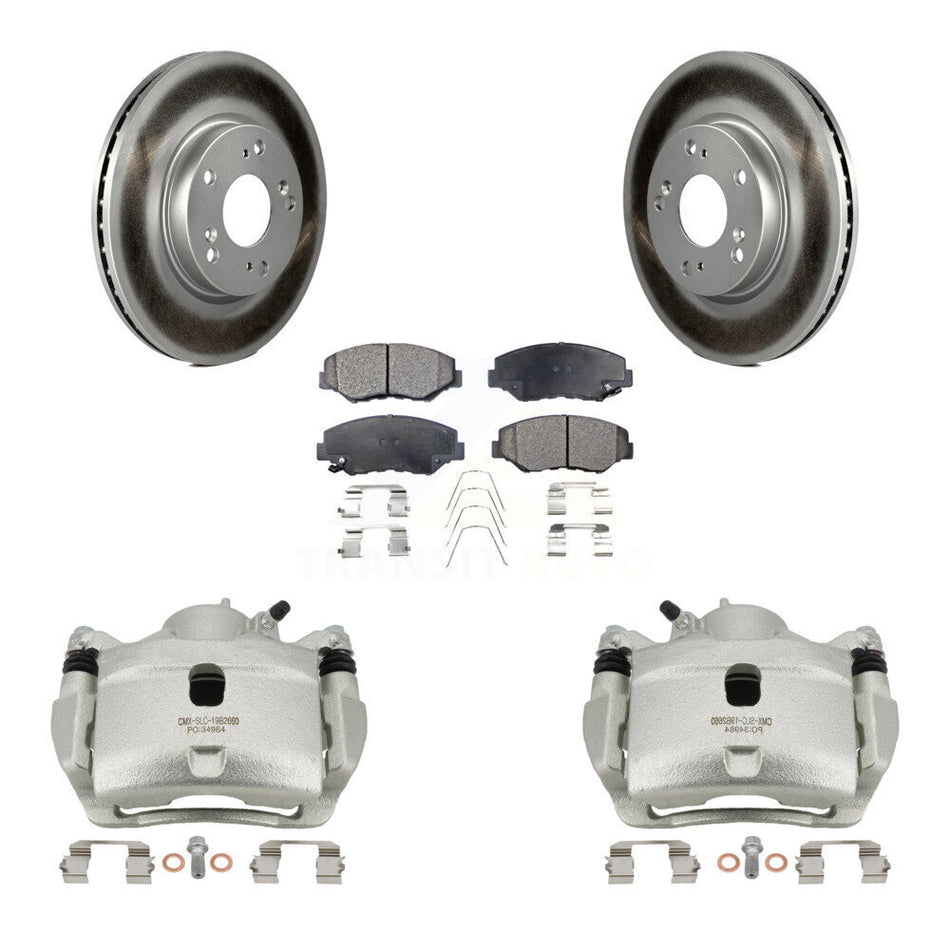 Front Disc Brake Caliper Coated Rotors And Ceramic Pads Kit For 2013 Acura ILX 2.0L KCG-100696T