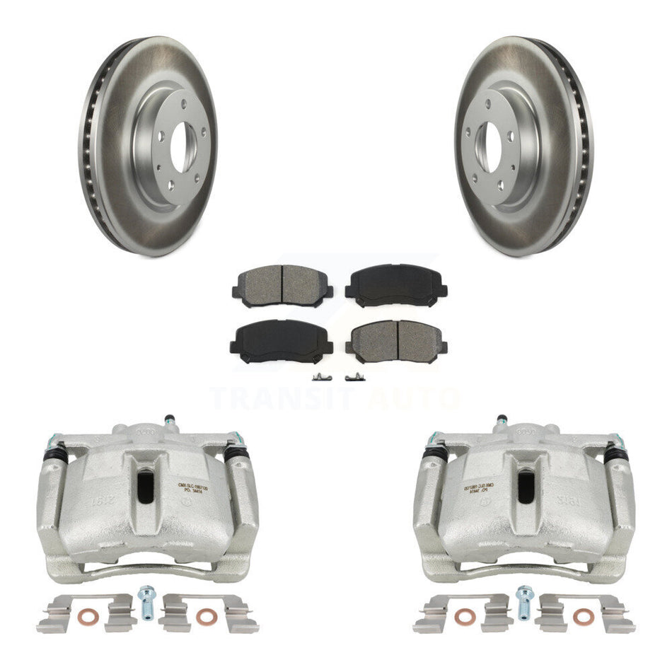 Front Disc Brake Caliper Coated Rotor And Semi-Metallic Pad Kit For 2013-2015 Mazda CX-5 KCG-100698S