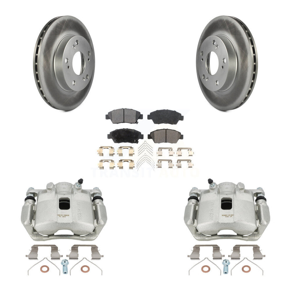 Front Disc Brake Caliper Coated Rotors And Ceramic Pads Kit For 2011-2015 Honda CR-Z KCG-100703T