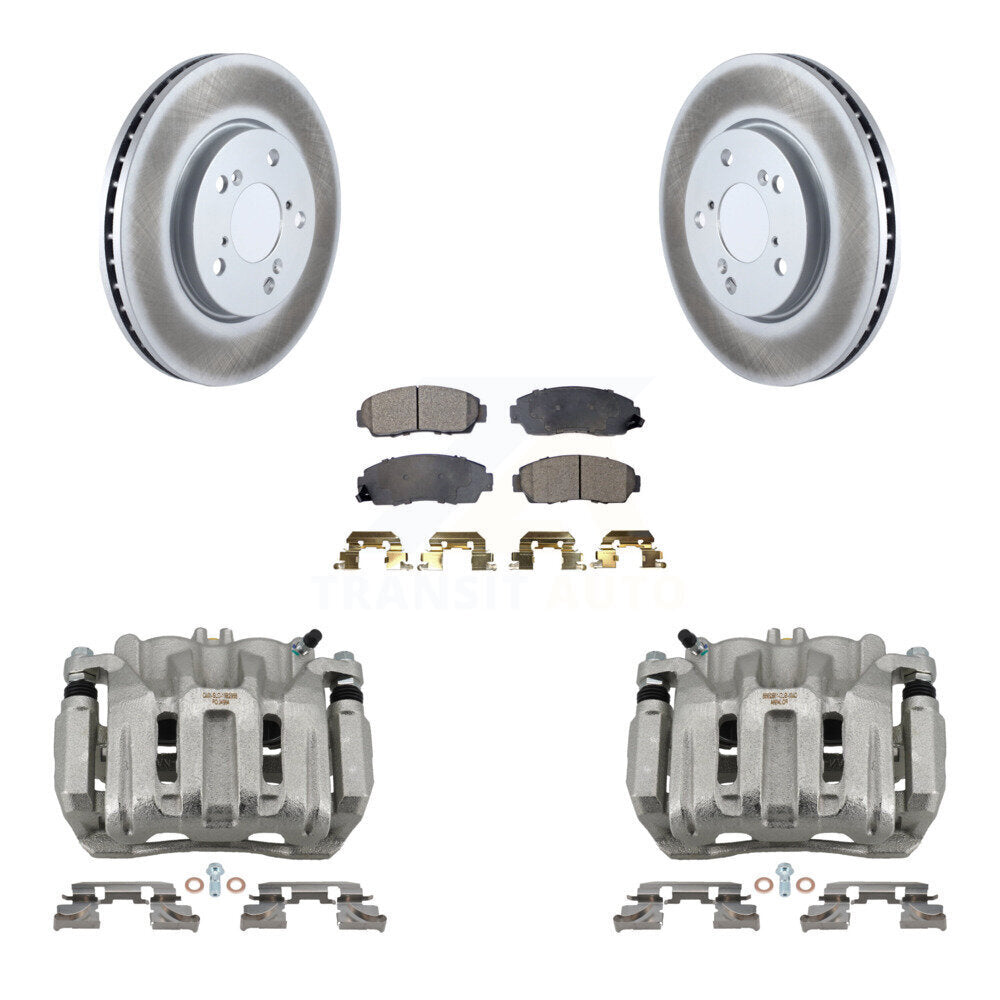 Front Disc Brake Caliper Coat Rotors & Semi-Metallic Pad Kit For 2005-2010 Honda Odyssey KCG-100705P