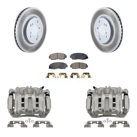 Front Disc Brake Caliper Coat Rotors & Semi-Metallic Pad Kit For 2005-2010 Honda Odyssey KCG-100705P