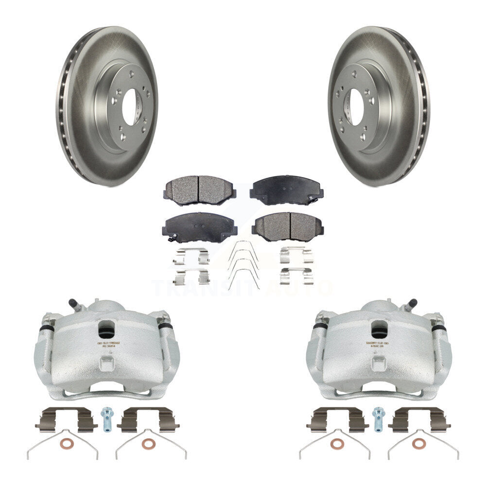Front Disc Brake Caliper Coated Rotors And Ceramic Pads Kit For 2002-2004 Honda CR-V KCG-100705T