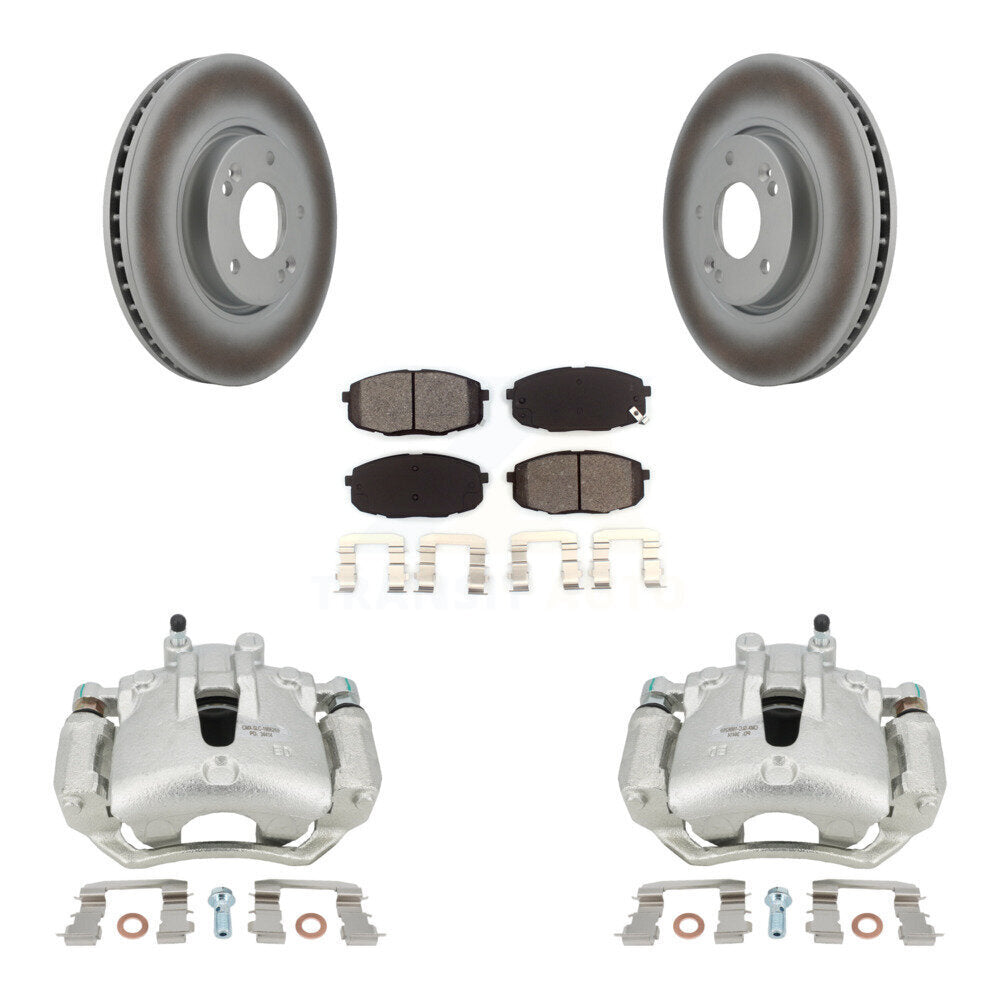 Front Disc Brake Caliper Coated Rotors And Semi-Metallic Pads Kit For Kia Forte5 2.0L KCG-100710S