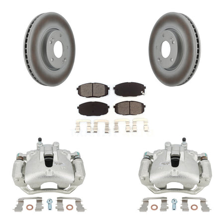 Front Disc Brake Caliper Coated Rotors And Semi-Metallic Pads Kit For Kia Forte5 2.0L KCG-100710S