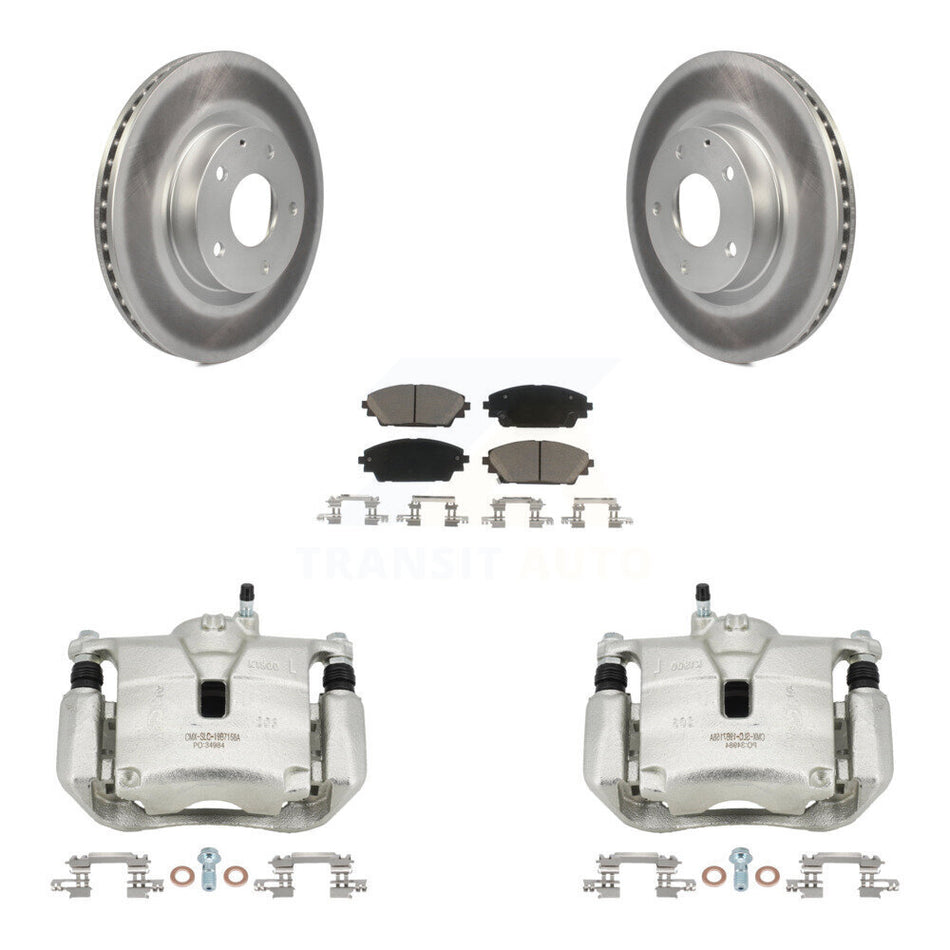 Front Disc Brake Caliper Coated Rotors And Ceramic Pads Kit For Mazda 3 CX-3 Sport KCG-100711C