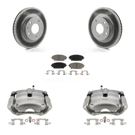Front Disc Brake Caliper Coated Rotors And Ceramic Pads Kit For Mazda 3 CX-3 Sport KCG-100712C