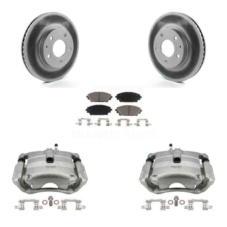 Front Disc Brake Caliper Coated Rotors And Ceramic Pads Kit For Mazda 3 CX-3 Sport KCG-100712C