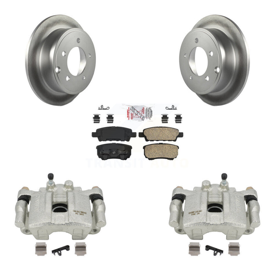 Rear Disc Brake Caliper Coated Rotors And Ceramic Pads Kit For 2008-2009 Dodge Caliber R T SXT With Casting # 3503 KCG-100712N by Transit Auto