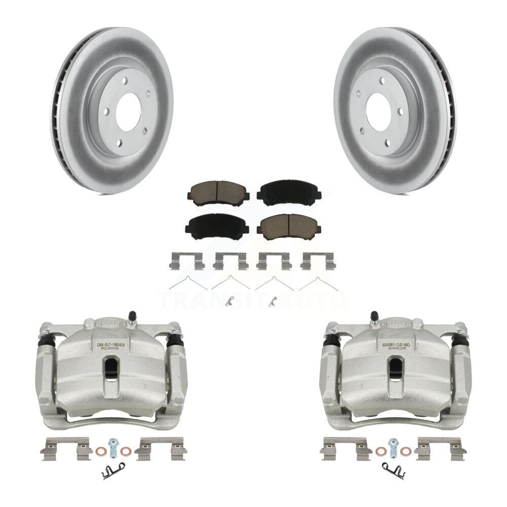 Front Disc Brake Caliper Coated Rotors And Ceramic Pads Kit For Nissan Rogue Select KCG-100713C