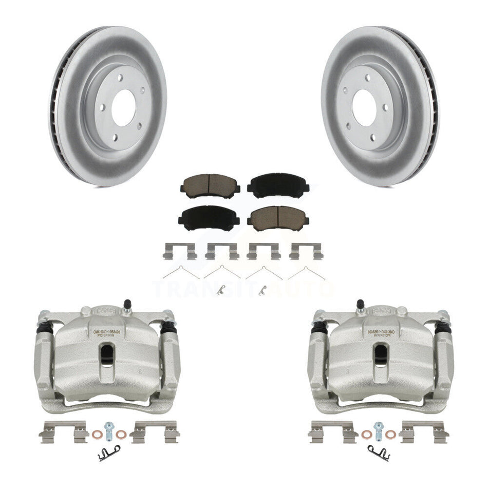 Front Disc Brake Caliper Coated Rotors And Ceramic Pads Kit For Nissan Rogue Select KCG-100713C