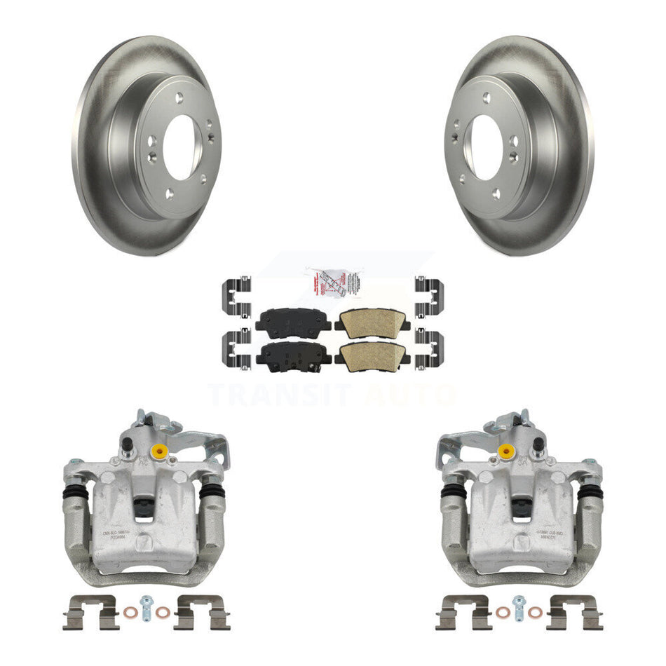 Rear Brake Caliper Coat Rotor & Ceramic Pad Kit For Kia Forte Hyundai Forte5 Veloster GT KCG-100714N