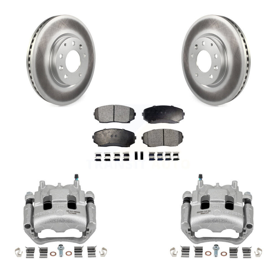 Front Disc Brake Caliper Coated Rotors And Ceramic Pads Kit For Mazda CX-7 Ford Edge KCG-100714T