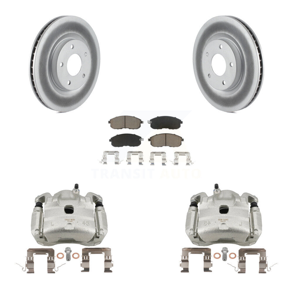 Front Brake Caliper Coat Rotors & Ceramic Pad Kit For 07-10 Nissan Sentra SE-R with 2.5L KCG-100715C