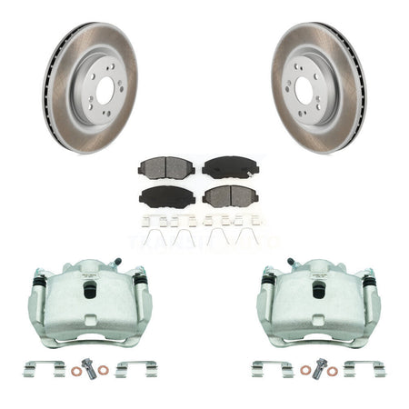 Front Disc Brake Caliper Coat Rotor & Semi-Metallic Pad Kit For 2012-2016 Honda CR-V FWD KCG-100715S