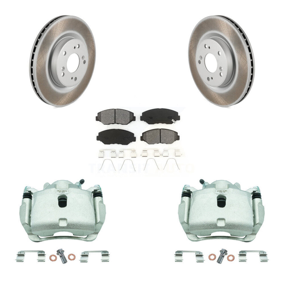 Front Disc Brake Caliper Coat Rotor & Semi-Metallic Pad Kit For 2012-2016 Honda CR-V FWD KCG-100715S