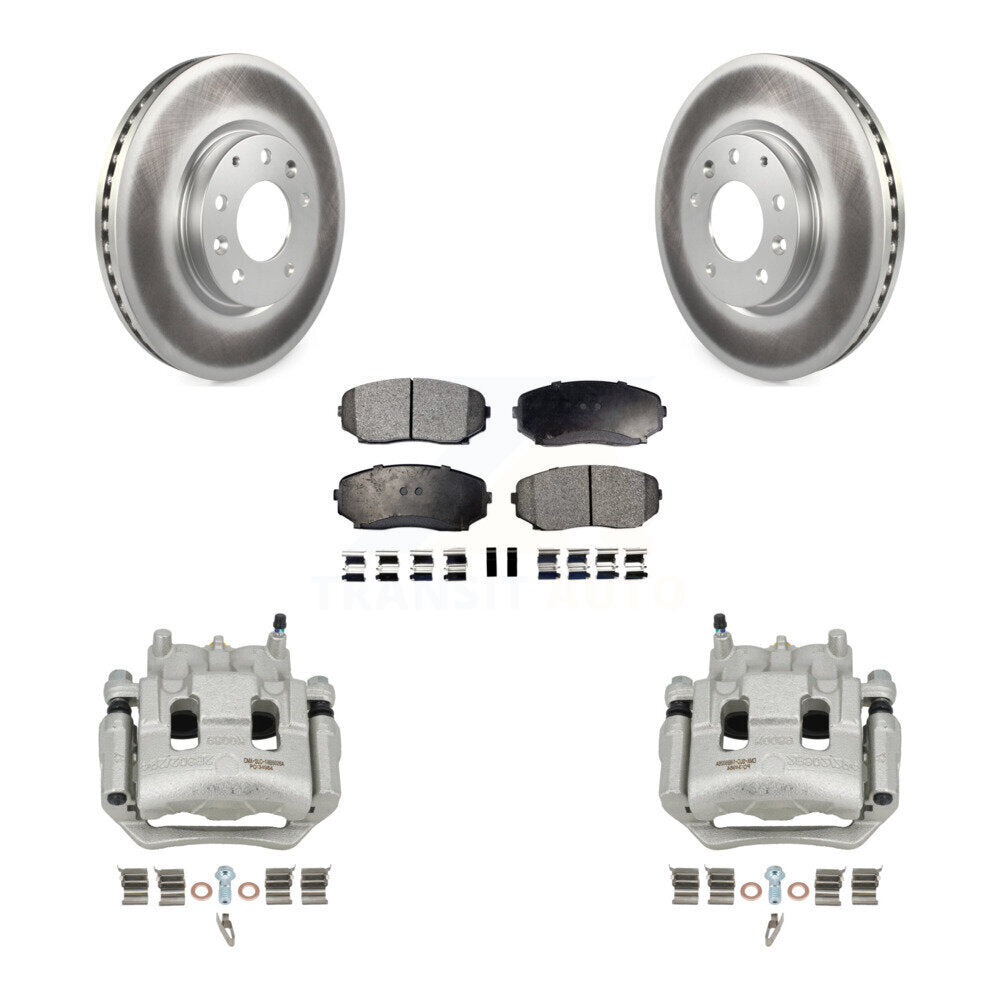 Front Disc Brake Caliper Coated Rotors And Ceramic Pad Kit For 2007-2009 Lincoln MKX FWD KCG-100715T