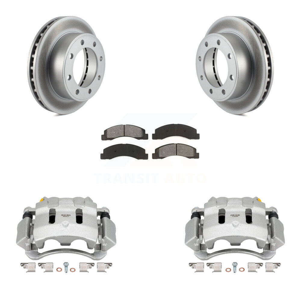 Front Brake Caliper Coat Rotor And Semi-Metallic Pad Kit For Ford F-350 Super Duty F-250 KCG-100717S