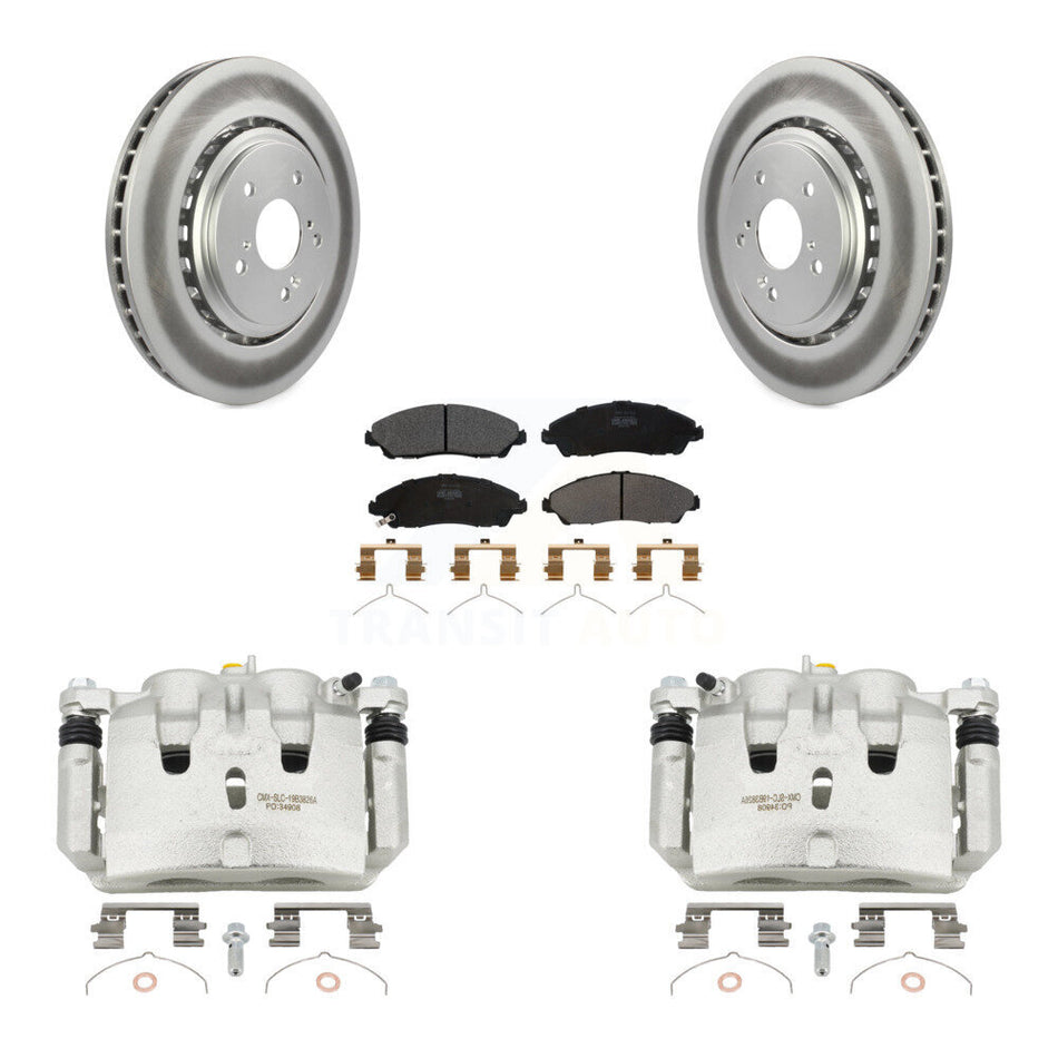 Front Disc Brake Caliper Coated Rotors And Semi-Metallic Pad Kit For 2014-2016 Acura MDX KCG-100718P