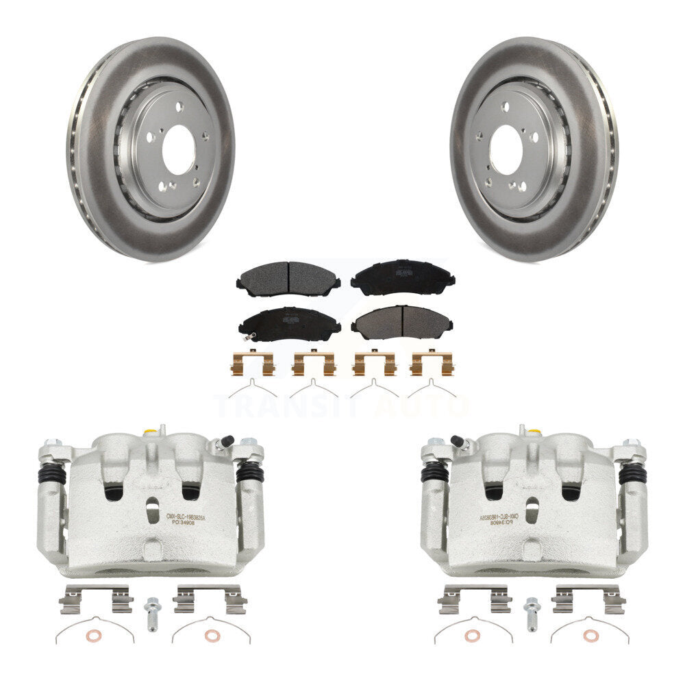 Front Brake Caliper Coat Rotor Semi-Metallic Pad Kit For Honda Pilot Ridgeline Acura MDX KCG-100719P