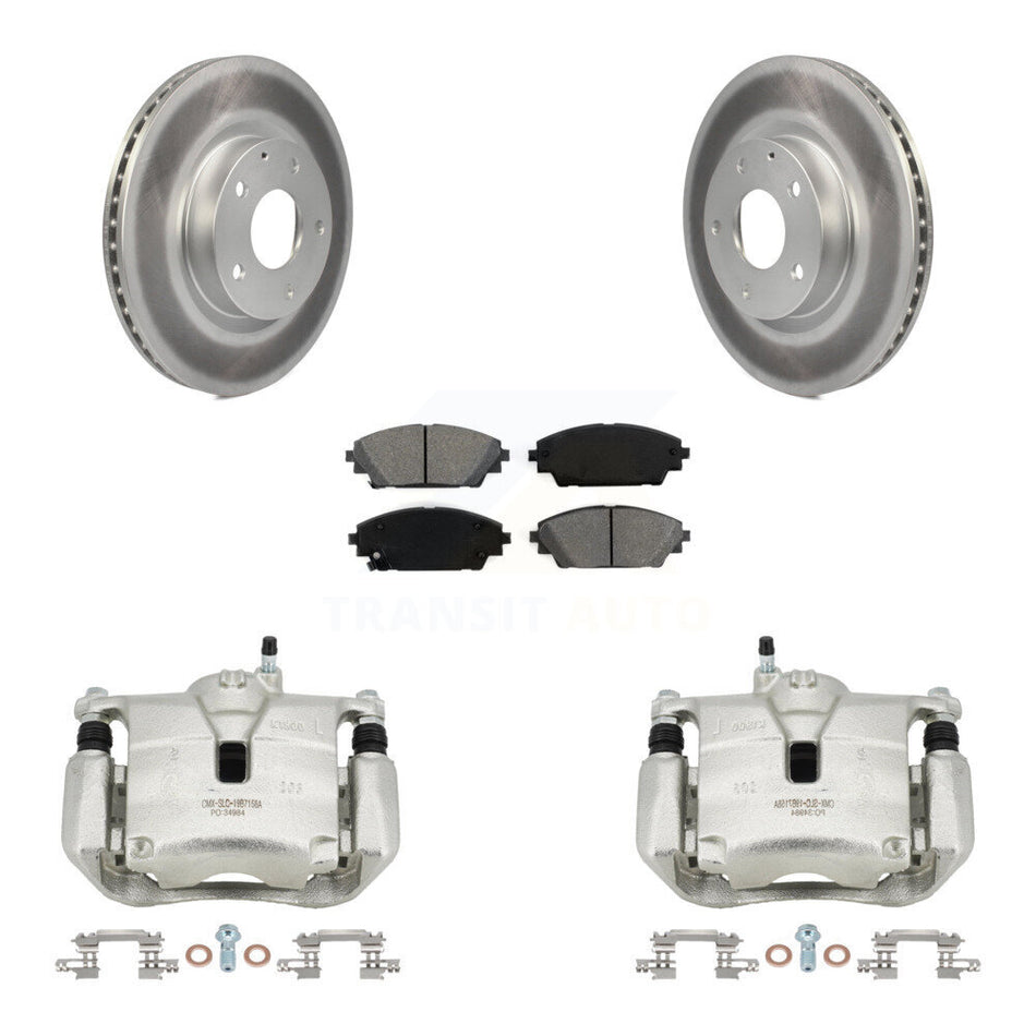 Front Disc Brake Caliper Coated Rotors And Semi-Metallic Pads Kit For Mazda 3 CX-3 Sport KCG-100719S