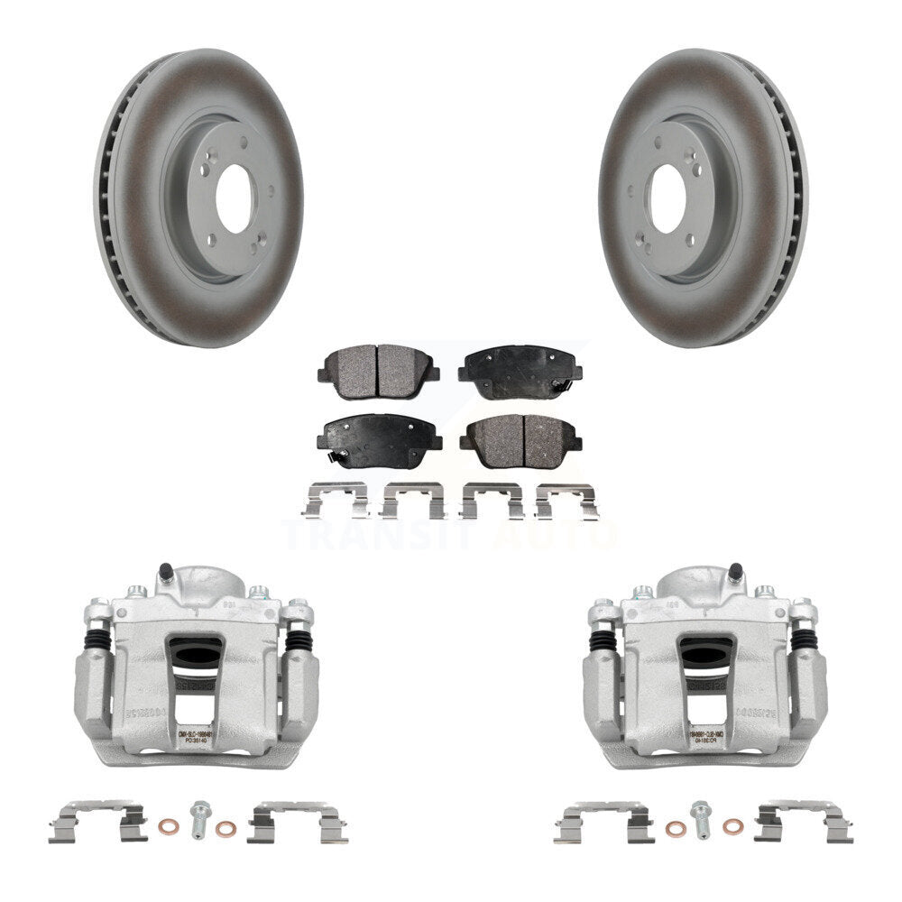 Front Disc Brake Caliper Coat Rotors Semi-Metallic Pad Kit For Hyundai Sonata Kia Optima KCG-100720P