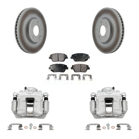 Front Disc Brake Caliper Coat Rotors Semi-Metallic Pad Kit For Hyundai Sonata Kia Optima KCG-100720P