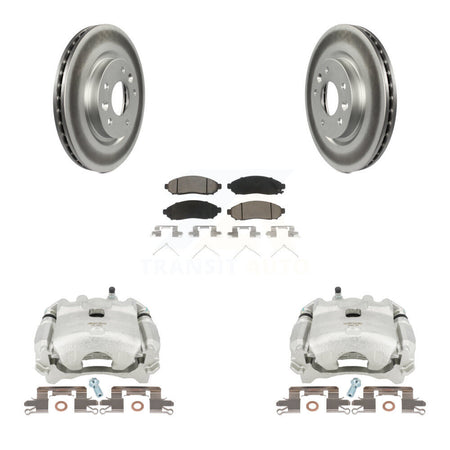 Front Disc Brake Caliper Coated Rotors And Ceramic Pads Kit For Nissan LEAF KCG-100721C