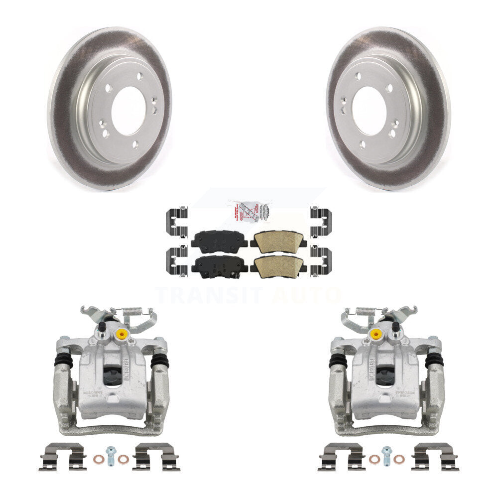 Rear Disc Brake Caliper Coat Rotors & Ceramic Pad Kit For Hyundai Elantra Kia Niro Ioniq KCG-100721N