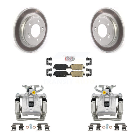 Rear Disc Brake Caliper Coat Rotors & Ceramic Pad Kit For Hyundai Elantra Kia Niro Ioniq KCG-100721N