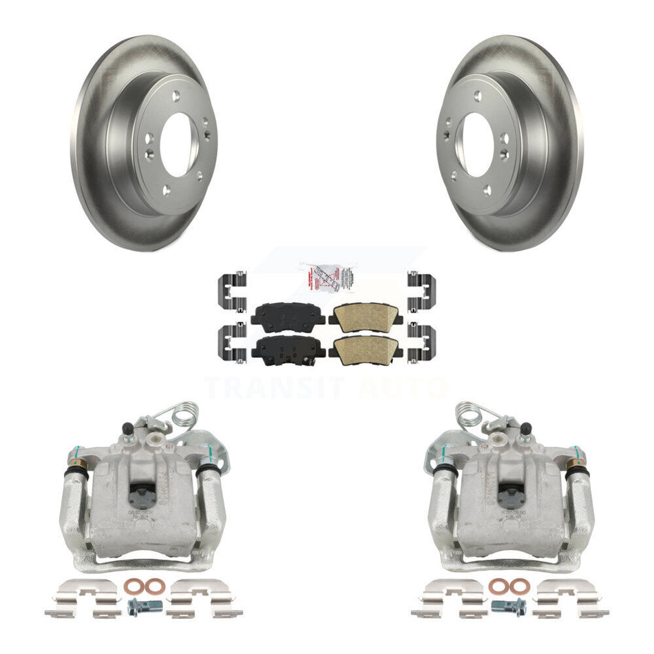 Rear Disc Brake Caliper Coat Rotors & Ceramic Pad Kit For 2017-2020 Hyundai Elantra 2.0L KCG-100722N