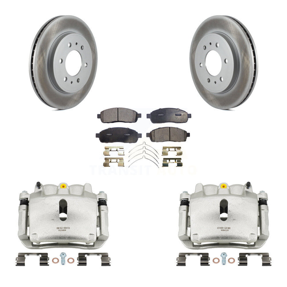 Front Brake Caliper Coat Rotor Semi-Metallic Pad Kit For 09 Ford F-150 With 6 Lug Wheels KCG-100722P