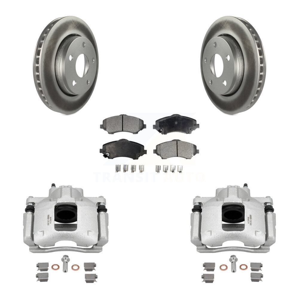 Front Disc Brake Caliper Coated Rotors And Semi-Metallic Pads Kit For Jeep Wrangler KCG-100723P