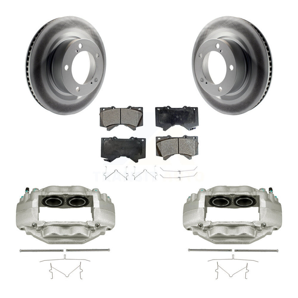 Front Disc Brake Caliper Coated Rotors And Ceramic Pads Kit For Toyota Tundra Sequoia KCG-100724T