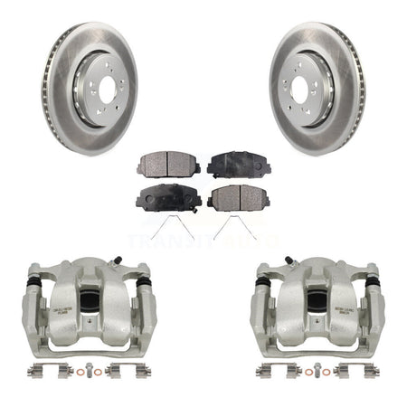 Front Disc Brake Caliper Coated Rotors And Semi-Metallic Pad Kit For 2016-2018 Acura RDX KCG-100725P