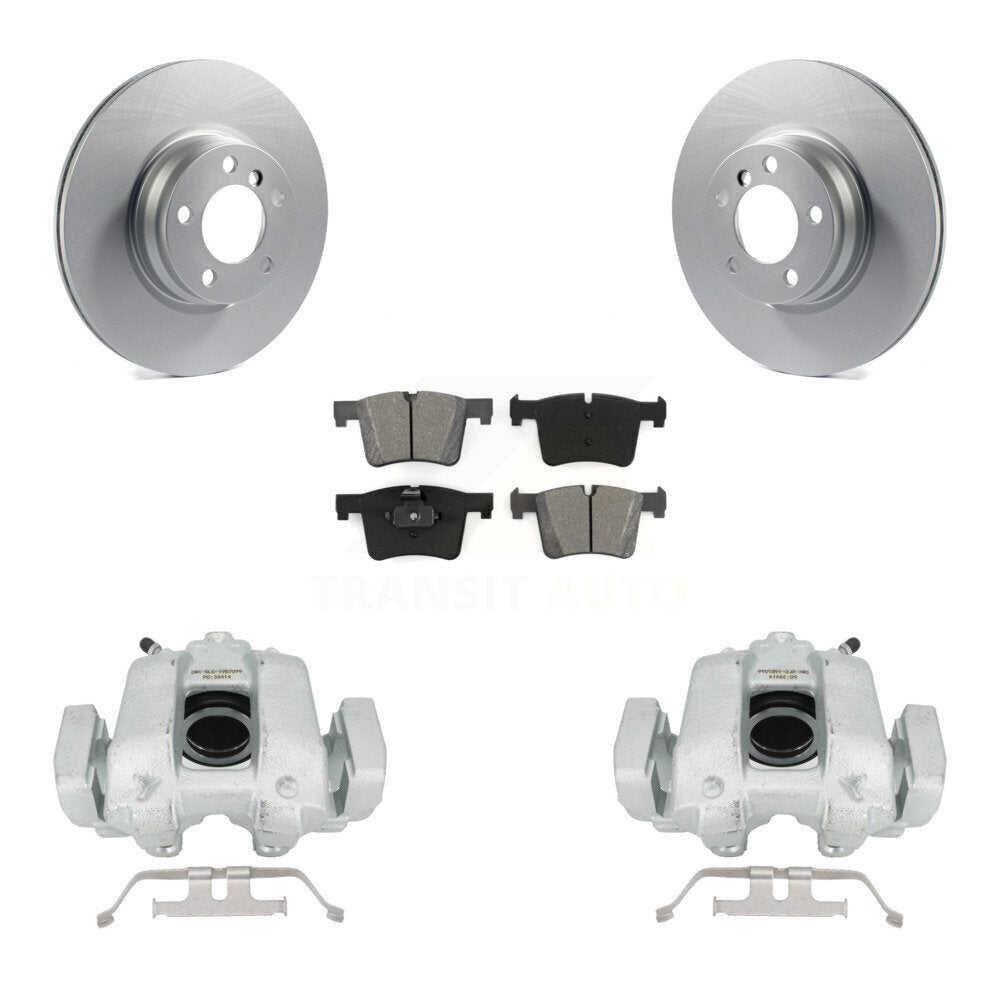 Front Disc Brake Caliper Coated Rotors And Semi-Metallic Pads Kit For BMW 330e KCG-100725S