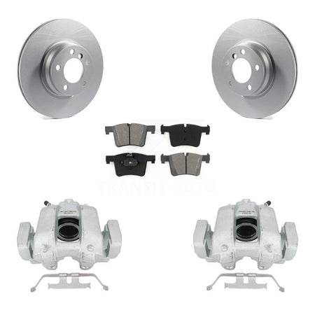 Front Disc Brake Caliper Coated Rotors And Semi-Metallic Pads Kit For BMW 330e KCG-100725S