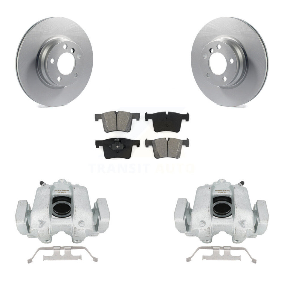 Front Disc Brake Caliper Coated Rotors And Semi-Metallic Pads Kit For BMW 330e KCG-100725S
