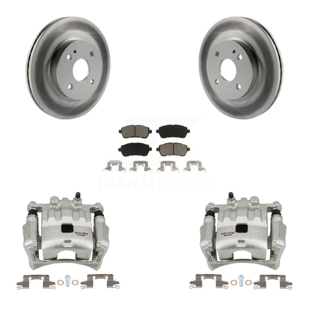 Front Disc Brake Caliper Coated Rotors And Ceramic Pads Kit For 2011-2014 Mazda 2 KCG-100726C