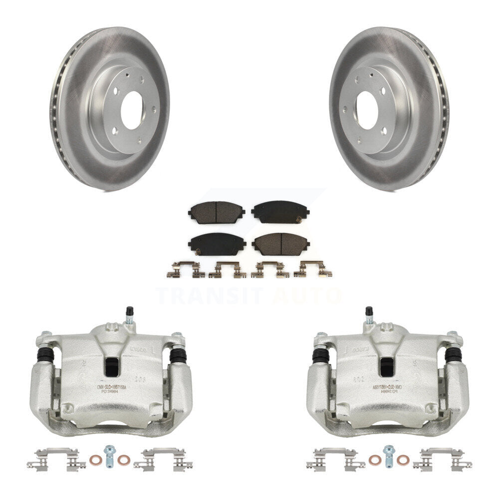 Front Disc Brake Caliper Coated Rotors And Ceramic Pads Kit For 2016-2018 Mazda CX-3 AWD KCG-100726T